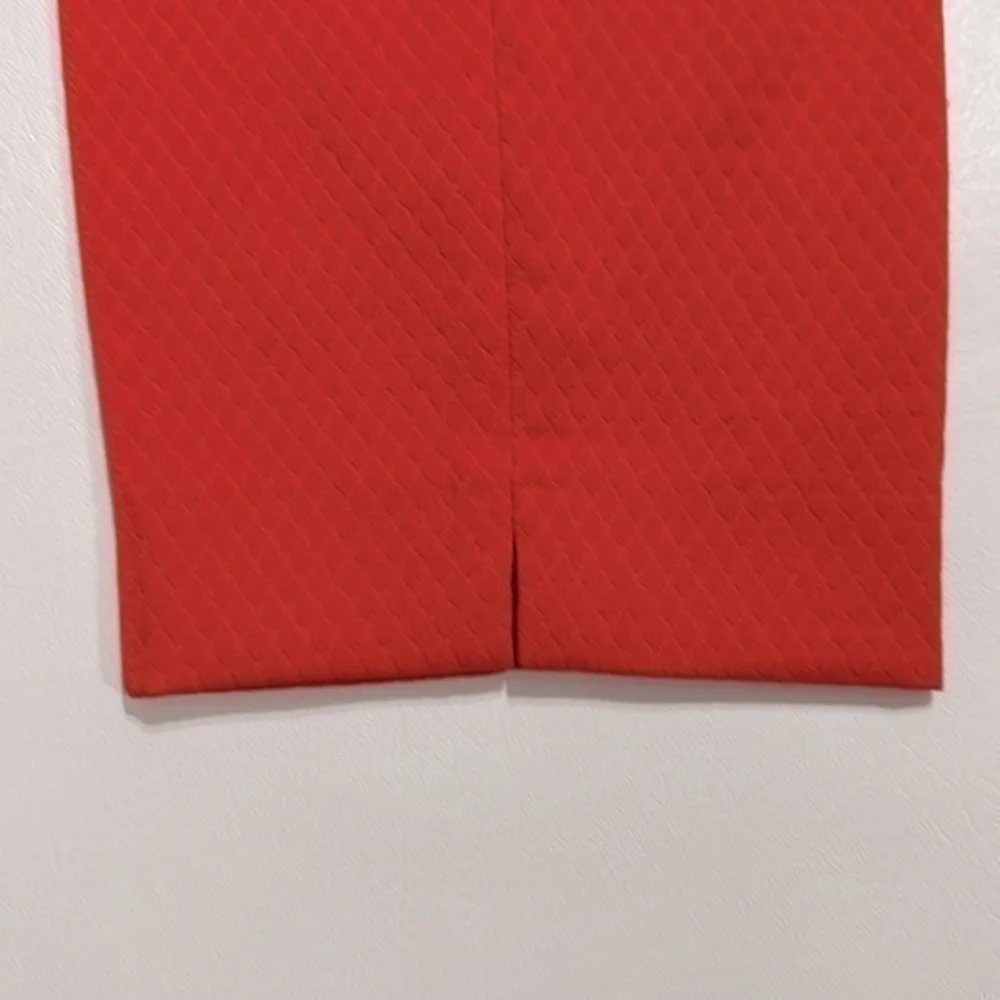Dalia Collection Textured Diamond‎ Jacquard Slim Ankle Pants Red Women 10